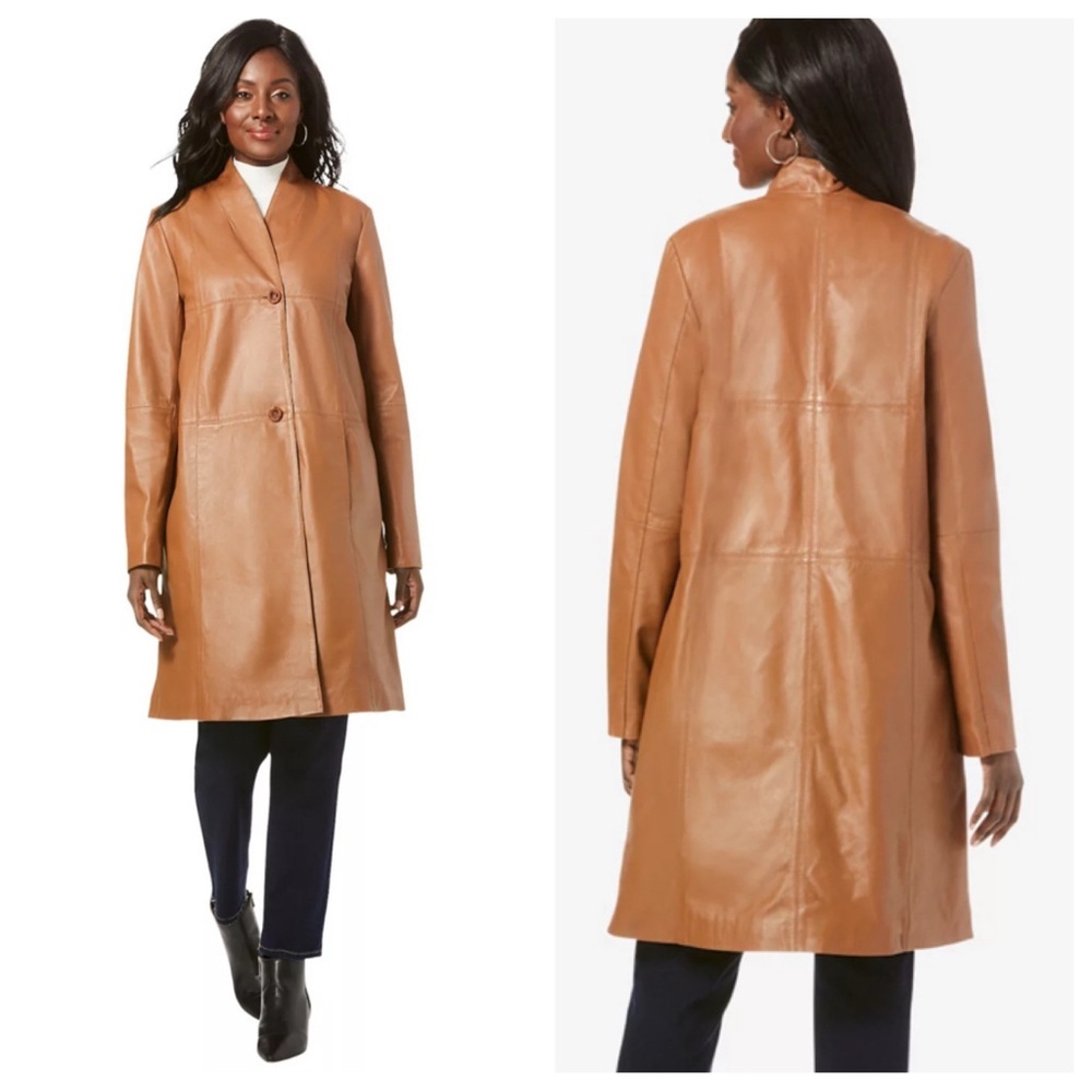 NWT! Leather! Jessica London Leather Swing Coat